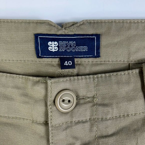 Reyn Spooner Mens Chinos Shorts Khaki Tan Herringbone Flat Front Pockets 40 New - Picture 9 of 12